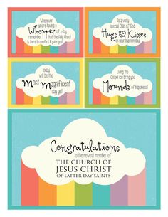 congratulations cards for the church of jesus's day saints with clouds and rainbows