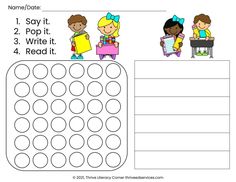 a printable worksheet to teach children how to write and read the words