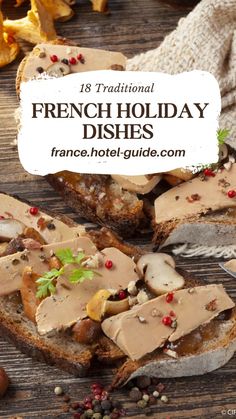 french holiday dishes with text overlay