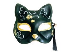 kitsune costume mask man woman black japanese costume mask golden sakura hand painted japanese fox mega animated mask in cardboard with acrylic paint Black Kitsune Mask, Kitsune Costume, Japan Mask, Mask Man, Cardboard Mask, Japanese Fox, Kitsune Mask, Japanese Costume, Gacha Art