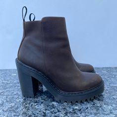 Dr. Martens Brown Leather Magdalena Platform Heel Ankle Zip Boot Us 7l / 38 Eu. Pre Owned Condition. No Box. Good Condition. Expect Some Marks On The Shells. See Pictures Closely. Shoes Dr Martens, Dr Martens Shoes, Platform Heel, Martens Shoes, Platform Heels, Dr. Martens, Bootie Boots, Brown Leather, Ankle Boots