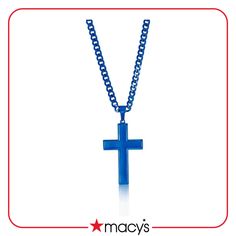 in stock Blue Cross Necklace As Gift, Blue Cross, Stainless Steel Polish, Blue Plates, Men's Necklace, Silver Color, Cross Necklace, Metallica, Pick Up