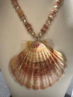 Seashell Pendant With Freshwater Pearl Beaded Necklace Large Seashell Necklace With Boho Summer Vibe Freshwater Pearl Necklace With Seashell - Etsy Seashell Pendants, Pearl Beaded Necklace, Seashell Necklace, Freshwater Pearl Necklace, Beaded Jewelry Patterns, Freshwater Pearl Necklaces, Boho Summer, Gorgeous Necklaces, Jewelry Patterns