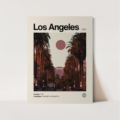 a book with an image of palm trees and the words los angeles printed on it