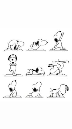 some cartoon dogs doing different things in the air