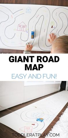 the giant road map is an easy and fun activity for toddlers to learn how to draw