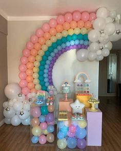 a room filled with balloons and other items