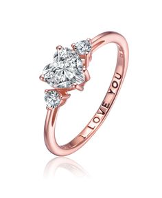 in stock I Love You Ring, You Promised, Three Stone, Promise Ring, 18k Rose Gold, Promise Rings, Rose Gold Plates, Cubic Zirconia, I Love You