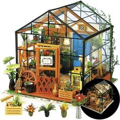 a doll house with lots of plants in it