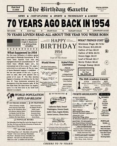 an old newspaper advertisement for 70th birthday