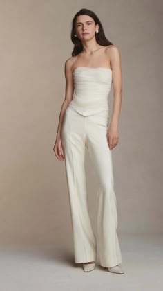 Danielle Frankel - Jack Pant – LOHO BRIDE Danielle Frankel Mini Dress, Corset And Silk Skirt, Wedding Corset Top, Dress Rehearsal Outfit The Bride, Bridal Outfits Rehearsal Dinners, Wedding Reception Bride Outfit, Bridal Second Look, Bridal Two Piece Set, Wedding Pants Outfit