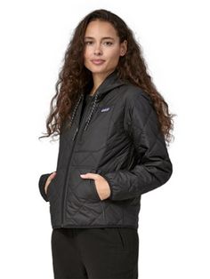 Warm  windproof and water-resistant  the women's Patagonia Diamond Quilted Bomber insulated hoodie is designed to be an everyday staple to grab and go on chilly days. Patagonia Casual Black Outerwear, Black Casual Patagonia Outerwear, Casual Black Patagonia Outerwear, Patagonia Black Outerwear For Hiking, Casual Hooded Patagonia Windbreaker, Insulated Jacket Women, Outdoor Jackets, Patagonia Jacket, Outdoor Jacket