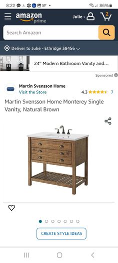 an amazon listing for a bathroom vanity with marble top