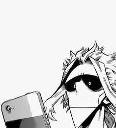 an anime character holding a cell phone in his hand