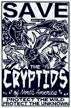 a poster with an image of some animals and words that say save the crypts