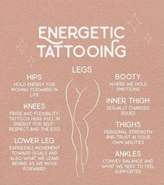 an info sheet with the words energetic tattooing written in white ink on pink paper