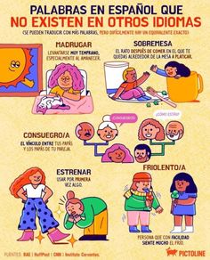 the spanish poster shows people in different stages of their life, including children and adults