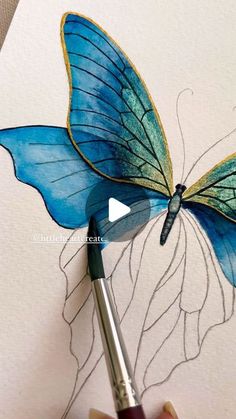 8,113 likes, 71 comments - littleheartcreates on September 15, 2023: "Butterfly love! 💙🦋💙 . . . . . . Metallic watercolor: @skrim_watercolors Color: @arttobasic Paper: @cansonusa . . . . ....". Butterfly Art Painting, Watercolor Flower Art, Painting Art Lesson, Butterfly Painting, Watercolor Paintings Tutorials, Watercolor Art Lessons