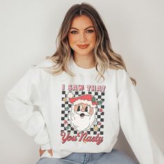 Hey there, chilly weather aficionados! Winter is just around the corner, and you know what that means - it's time to elevate your cozy game with our Winter Wonderland Crewnecks. These sweaters are not just any sweaters; they're your ultimate companions for staying warm and stylish during the frosty season. These funny and witty shirts are the perfect gifts for the season!  Crafted with a dash of love and a pinch of warmth, our crewnecks are designed to keep you snug and oh-so-fashionable, no mat Funny White Winter T-shirt, Funny White T-shirt For Winter, White Funny Print Winter Sweatshirt, White Winter Sweatshirt With Funny Print, White Sweatshirt With Funny Print For Winter, Family Christmas Sweaters, Holidays 2023, Holiday Outfits Women, Santa Sweatshirt