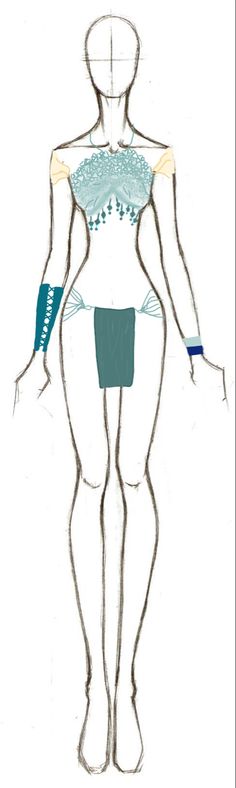 a drawing of a woman's body with her hands on her hips