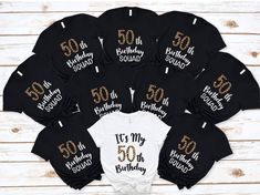 Welcome to TshirtPrintCenter...  Celebrate the big 5-0 in style with our 50th Birthday Shirts! Perfect for commemorating this special milestone, these shirts feature fun and festive designs that highlight the joy of turning 50. Made from soft, premium fabric, they ensure comfort and style for birthday parties, gatherings, or casual outings. Personalize them with names, dates, or special messages for a unique touch. Make your 50th birthday celebration memorable with our custom and fashionable shi 50th Birthday T Shirts Ideas For Group, 50 Birthday Tshirt Ideas, Chapter 50 Birthday, Style For Birthday, Birthday Group Shirts, 50th Birthday Celebration, Birthday Girl T Shirt, 50 Birthday, Turning 50