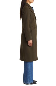 This picture-of-polish longline coat is designed with notched lapels and side-flap pockets. 43 1/2" length (size 8) Notched lapels Three-button cuffs Lined 100% polyester Dry clean Imported Twill Coat, Longline Coat, Long A Line, Sam Edelman, Flap Pocket, Size 2, Dry Clean, Nordstrom, Design