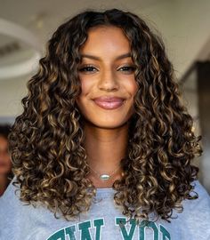 40 Dyed Curly Hair Ideas To Try In 2024 Ombre For Curly Hair, Highlights On Dark Curly Hair, Fall 2023 Hair Color Trends, Curly Hair Dye Ideas, Curly Hair Ombre, Fall 2023 Hair, Caramel Highlights On Dark Hair, 2023 Hair Color, 3a Curly Hair