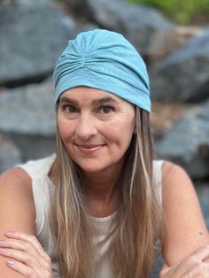 caraucci aqua blue cotton turban hat #color_aqua Turban Style, Cotton Hat, Head Covering, Your Head, Design Style, Matcha, Camel, Twist, Relaxed Fit