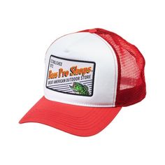 Perfect for every generation of outdoorsmen and women, the Bass Pro Shops Vintage 5-Panel Mesh Trucker Cap brings eye-catching looks and an extra-comfortable design. This Bass Pro trucker hat has the classic foam front with a throwback Bass Pro Shops logo patch. True to the best trucker hats, this Bass Pro trucker cap has mesh back panels for cooling breathability, a high crown, and ranger-style structure. Multi-row bill stitching ensures long-lasting durability, and a double-snap back closure k Bass Pro Shop Hat, Vintage Bass, Comfortable Design, Outdoor Store, Snap Backs, Shop Logo, Trucker Hats, Trucker Cap, Patch Logo