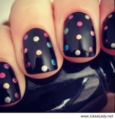 Colorful polka dots Do It Yourself Nails, Polka Dot Nails, Dots Nails, Get Nails, Nail Art Inspiration