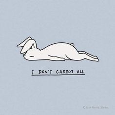 a drawing of a rabbit laying down with the words i don't carrot all on it