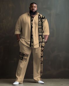 Good qualities satisfied African Design For Men, High End Mens Fashion, African Clothes Men, Shirts For Men Designer Shirts For Men Designer Casual, Beige Short Sleeve Workwear Sets, Beige Short Sleeve Sets For Workwear, Summer Long Sleeve Patchwork Sets, Bald Black Men, Male Shirts Fashion