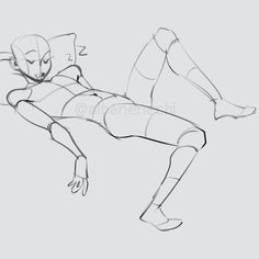 a drawing of a person laying on their back with one foot in the air and another leg