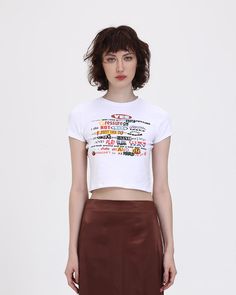 Model (WearingS):• Height: 175cm | Bust: 78cm | Waist: 57cm | Hips: 86cmDetails: Crop T-shirt with colorfultext printsLength: CroppedSleeve Length: Short sleevesMaterials:95% Polyester + 5% Spandex Babe T Shirt, Crop T Shirt, Baby T Shirt, Maxi Dresses Casual, Crop Top Blouse, Knitwear Cardigan, Crop Tshirt, Cardigan Jacket, Infant Tees