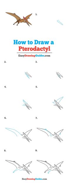 How to Draw a Pterodactyl. Easy to Draw Art Project for Kids. See the Full Drawing Tutorial on https://easydrawingguides.com/how-to-draw-a-pterodactyl/