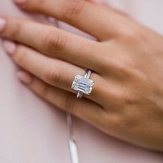 5.0CT Emerald Cut Hidden Halo Moissanite Diamond Engagement Ring Emerald Cut Hidden Halo, Halo 4, Halo Engagement Ring Sets, Dress Pictures, Luxury Vehicles, Moissanite Engagement Ring Solitaire, Emerald Cut Moissanite, Types Of Diamonds, Halo Setting