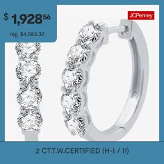 Features: Certified DiamondsDiamond Clarity: I1Earring Back: HingedSetting: ProngStone Cut: RoundDiamond Color: H-IMetal Color: WhiteEarring Length: 19mmEarring Width: 19.6mmRounded Carat Weight: 2 Ct. T.w.Care: Wipe CleanStone Type: 10 Lab Grown DiamondAuthenticity: Lab Grown DiamondBirthstone: April BirthstoneEarrings Style: Hoop EarringsMetal: 10k White GoldCountry of Origin: Imported Gia Certified Huggie Jewelry, Hypoallergenic Diamond Hoop Earrings In White Gold, White Gold Hoop Earrings With Vs Clarity, Round Huggie Earrings For Anniversary, White Gold Vs Clarity Hoop Earrings, Hypoallergenic Round Cut Hoop Earrings For Anniversary, Hypoallergenic Hoop Earrings For Anniversary, Gia Certified Classic Hoop Earrings, Gia Certified Fine Jewelry Hoop Earrings