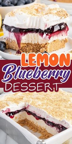 the lemon blueberry dessert is ready to be eaten