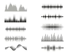 sound waves and equals are shown in black and white, each with their own sound wave