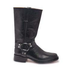 At a Glance Motorcycle boots with a touch of elegant style Adjusting straps with silver embellishments Versatile black color matching with a number of outfits Made with 100% full grain high quality leather Tough and durable shoes for diverse conditions Soft and supple leather for the best wearing comfort Glossy out-sole with the finest finishing touches Entirely made by hands of expert designers and craftsmen About these Shoes These biker boots speaks a masculine quality while also maintain that fashion element. As usual black is one of the best choices due to its multi-purpose features. Style Suggestions for Black Motorcycle Boots Men: Going for a ride and want the outfit matching your personality? These black leather shoes are just the right choice for a sturdy outfit. These shoes can ev Heavy Motorcycle, Black Motorcycle Boots, Casual Leather Boots, Leather Top Hat, Purple Leather Jacket, Mens Motorcycle Boots, Leather Motorcycle Boots, Engineer Boots, Leather Formal Shoes