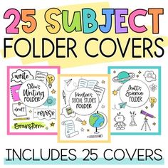 25 subject folder covers for students to color