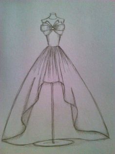 a drawing of a dress on a mannequin with a bow at the top