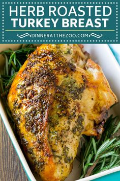 herb roasted turkey breast in a casserole dish