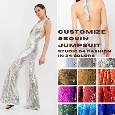 Design your own sequin halter jumpsuit with 24 different colors sequin fabric! Choose your favorite color and size and you are ready to go with your custommade unique sequin palazzo jumpsuit! Perfect Sequin Deep V Neck Jumpsuit Ruffle Wide Leg Jumpsuit Perfect jumpsuit for a party, make you noticeable enough! This gorgeous sequin jersey palazzo jumpsuit has cotton lining inside. Walking in like you own the place is exactly how Studio 54 Fashion Sequin Jumpsuit is supposed to make you feel! This Sequin Backless Jumpsuits And Rompers For Party Season, Sequin Stretch Jumpsuits And Rompers For Party Season, Fitted Jumpsuits And Rompers For Wedding, Party Season, Glamorous Stretch Sequin Jumpsuits And Rompers, Festive Fitted Jumpsuits And Rompers For Party Season, Fitted Festive Jumpsuits And Rompers For Party Season, Fitted Sleeveless Sequin Fabric For Wedding, Fitted Sleeveless Sequin Wedding Fabric, Glamorous Fitted Jumpsuits And Rompers For Wedding