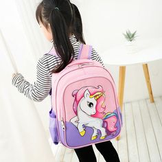 It's time to go back to class in the land of unicorns, nothing far better than giving a stylish Pink Unicorn Backpack to your child. That bag is going to be used to hold her agenda using the magic capabilities of the fabulous mount! Ideal for elementary school It'll keep your magic notebooks in order Size: 34*26*41 cm Closure Type: Zipper Material: Oxford Weight: 410g Backpack Type: Softback Unicorn Backpack, Kawaii Unicorn, Backpack Free, Purple Backpack, Pink Unicorn, Time To Go, Pink Backpack, Elementary School, The Land