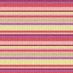 a pink, yellow and green striped knitted fabric textured with yarnsticks