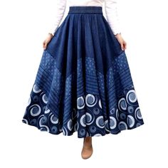 Achieve a timelessly chic look with our 2023 Spring-Summer Collection bohemian dark long denim skirt! Embroidered for a touch of sophistication. this high-waisted skirt features a rubber closure for a snug fit. Perfect for a boho-inspired ensemble. this skirt will add an edgy. yet polished. look to your wardrobe.Distinctive Features: Boho-Inspired Look: This long denim skirt boasts a bohemian-inspired style for an effortlessly chic look. Embroidered Details: Boasting intricate embroidery across Denim Skirts Online, Long Jean Skirt, Womens Denim Skirts, Embroidered Jean Jacket, Long Denim Skirt, Unique Embroidery, Embroidered Skirt, Long Jeans, Embroidered Details