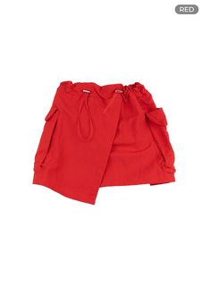 unbalanced-cargo-mini-skirt-cl403 / Red Spring Casual Nylon Mini Skirt, Red Mini Skirt For School In Summer, Casual Solid Nylon Skirt, Red Skort For School In Spring, Casual Red Skort For School, Red Casual Mini Skirt For School, Casual Red Mini Skirt For School, Fitted Red Mini Skirt With Pockets, Red Stretch Casual Skort