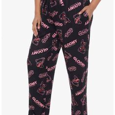 **Sold Out Online And In Stores** Lookin' To Cuddle With Gloomy Bear? These Cozy Pajama Pants Might Be The Safest Way! Lounge Around In These Pajama Pants Featuring An Allover Print Of Gloomy Bear Striking Poses, Plus His Logo. Comes With Hip Pockets And An Elasticated Drawstring Waistband. 92% Polyester; 2% Spandex Wash Cold; Dry Low **Note: The Pants Are No Longer In Plastic. I Had To Make Sure There Were No Holes Or Imperfections ** Fuzzy Pajama Pants, Plaid Pants Women, Black And Red Roses, Tartan Pants, Gloomy Bear, Holiday Leggings, Suspender Pants, Panel Leggings, Cozy Pajamas