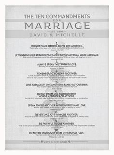 the ten commandments of marriage by david and michele, illustrated in grey